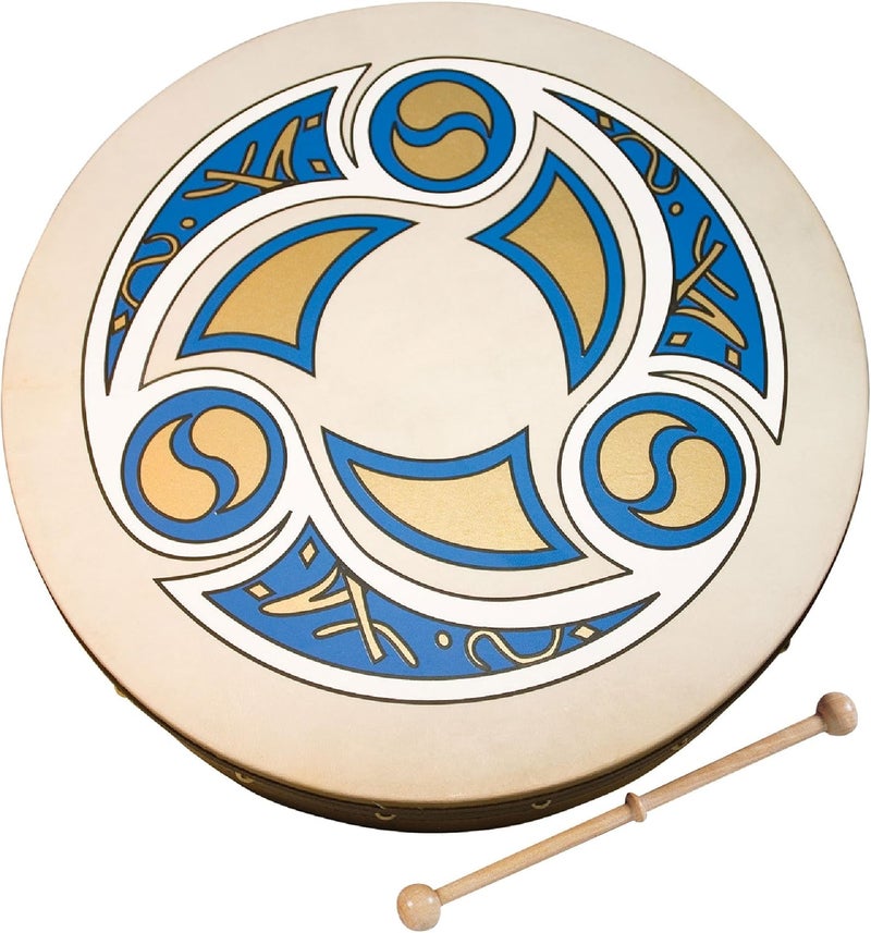 Bodhrán 12" (Trinity) - Handcrafted Irish Instrument - Crisp & Musical Tone - Hardwood Beater Included w/Purchase